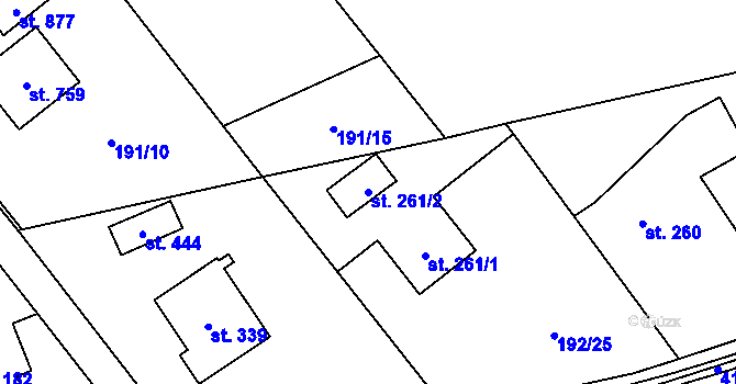 Parcela st. 261/2 v KÚ Horní Datyně, Katastrální mapa