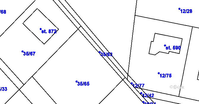 Parcela st. 35/63 v KÚ Horní Datyně, Katastrální mapa