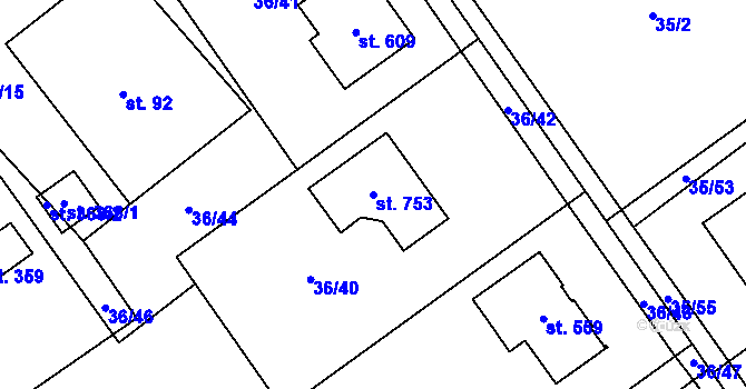 Parcela st. 753 v KÚ Horní Datyně, Katastrální mapa