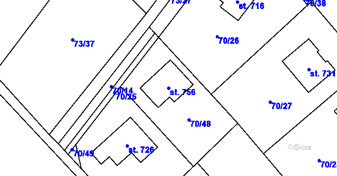 Parcela st. 756 v KÚ Horní Datyně, Katastrální mapa