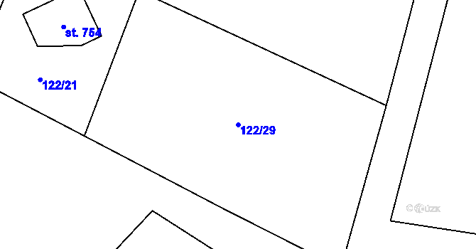 Parcela st. 122/29 v KÚ Horní Datyně, Katastrální mapa