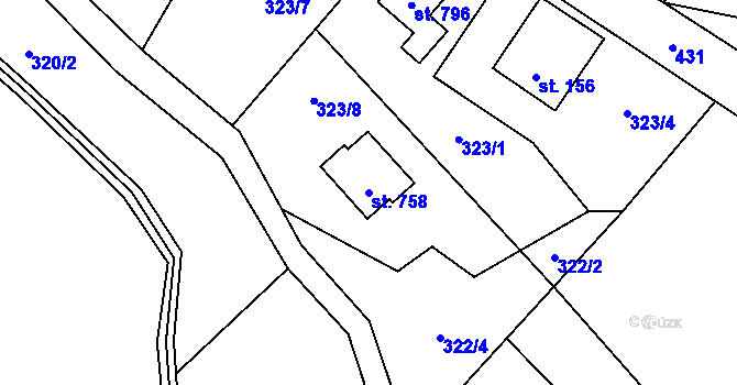 Parcela st. 758 v KÚ Horní Datyně, Katastrální mapa