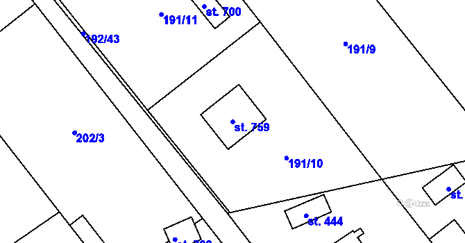 Parcela st. 759 v KÚ Horní Datyně, Katastrální mapa
