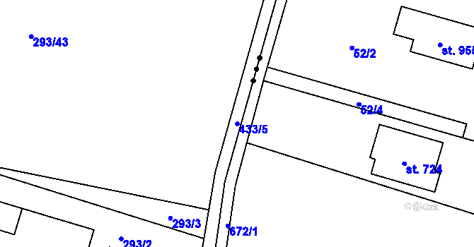 Parcela st. 433/5 v KÚ Horní Datyně, Katastrální mapa