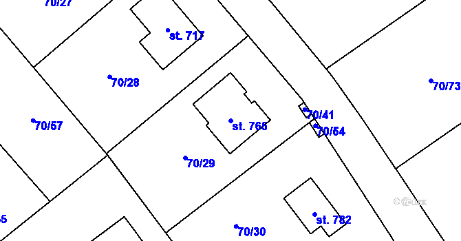 Parcela st. 765 v KÚ Horní Datyně, Katastrální mapa