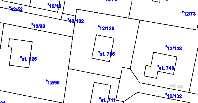 Parcela st. 766 v KÚ Horní Datyně, Katastrální mapa