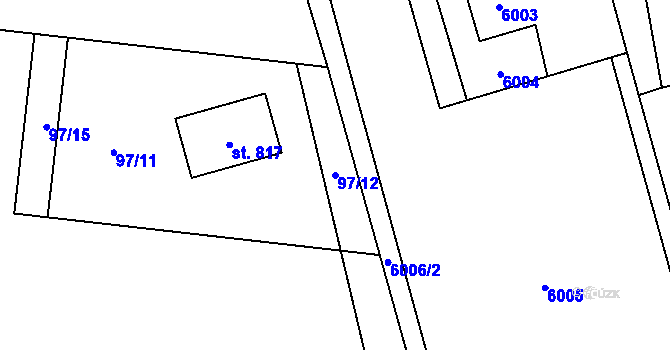 Parcela st. 97/12 v KÚ Horní Datyně, Katastrální mapa