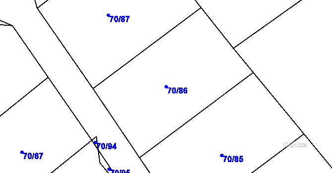 Parcela st. 70/86 v KÚ Horní Datyně, Katastrální mapa
