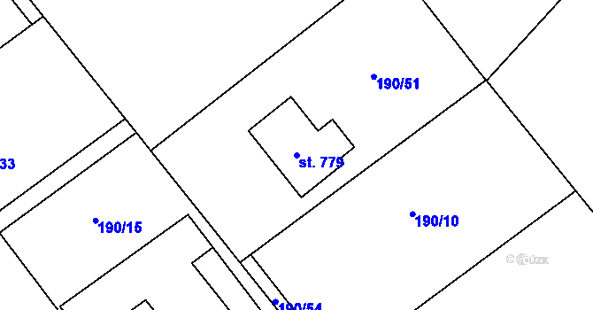 Parcela st. 779 v KÚ Horní Datyně, Katastrální mapa