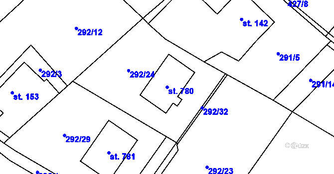 Parcela st. 780 v KÚ Horní Datyně, Katastrální mapa