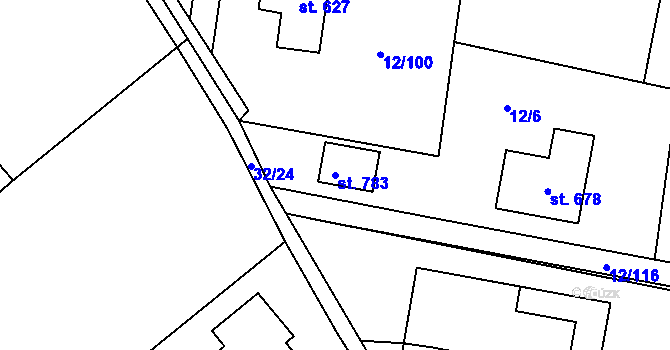 Parcela st. 783 v KÚ Horní Datyně, Katastrální mapa