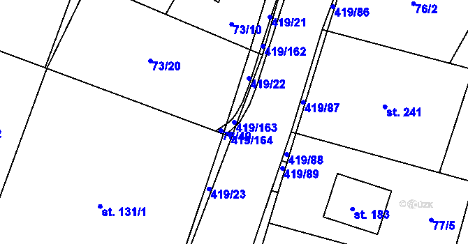 Parcela st. 419/163 v KÚ Horní Datyně, Katastrální mapa