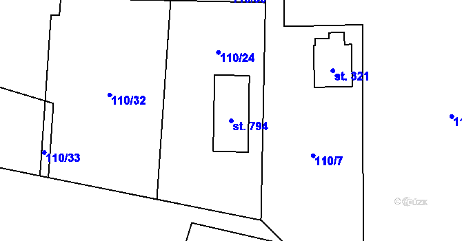 Parcela st. 794 v KÚ Horní Datyně, Katastrální mapa