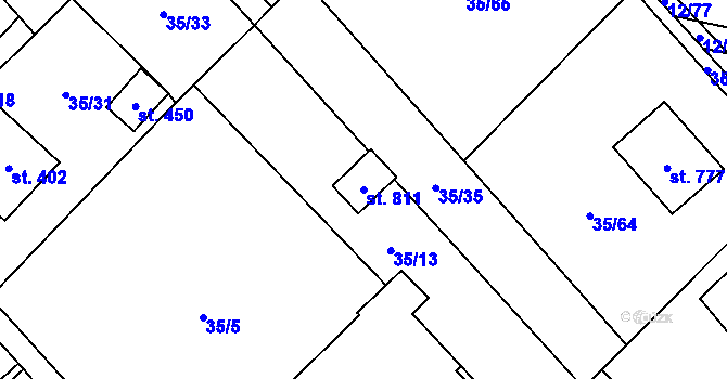 Parcela st. 811 v KÚ Horní Datyně, Katastrální mapa