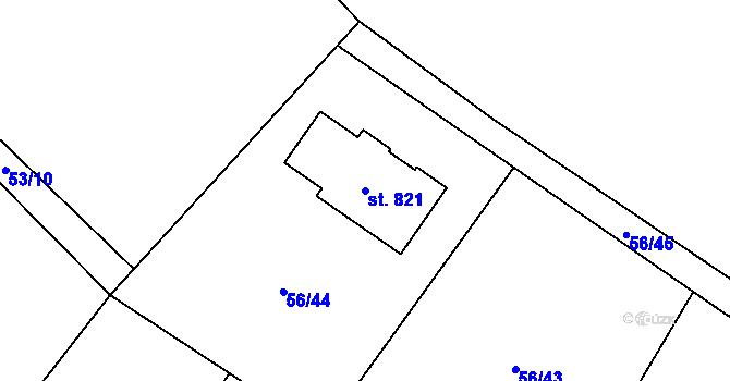 Parcela st. 821 v KÚ Horní Datyně, Katastrální mapa