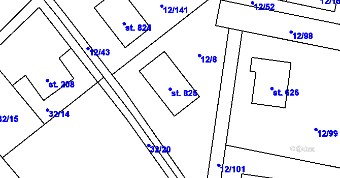 Parcela st. 825 v KÚ Horní Datyně, Katastrální mapa