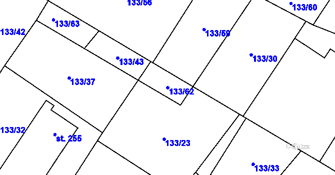 Parcela st. 133/62 v KÚ Horní Datyně, Katastrální mapa
