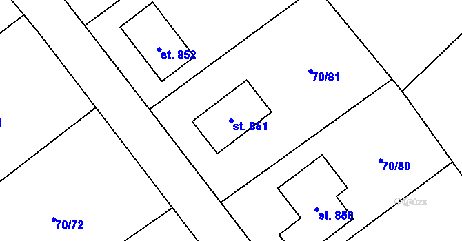 Parcela st. 851 v KÚ Horní Datyně, Katastrální mapa