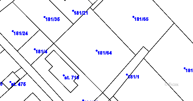 Parcela st. 181/64 v KÚ Horní Datyně, Katastrální mapa