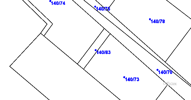 Parcela st. 140/83 v KÚ Horní Datyně, Katastrální mapa
