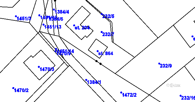 Parcela st. 864 v KÚ Horní Datyně, Katastrální mapa