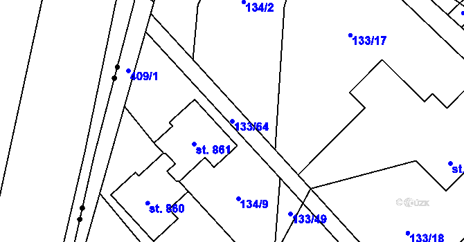 Parcela st. 133/64 v KÚ Horní Datyně, Katastrální mapa