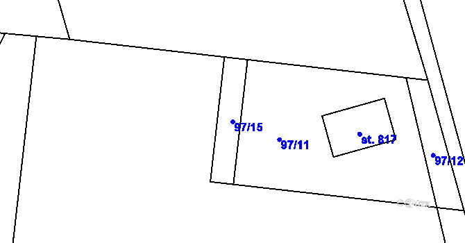 Parcela st. 97/15 v KÚ Horní Datyně, Katastrální mapa