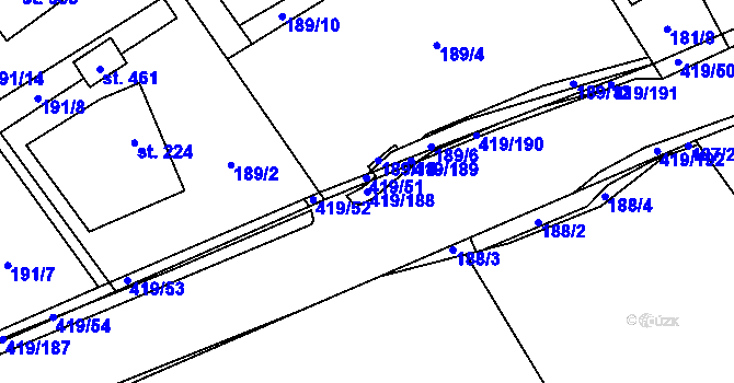 Parcela st. 419/188 v KÚ Horní Datyně, Katastrální mapa