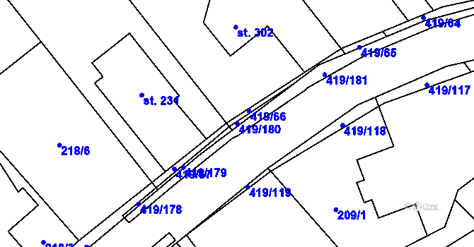 Parcela st. 419/180 v KÚ Horní Datyně, Katastrální mapa