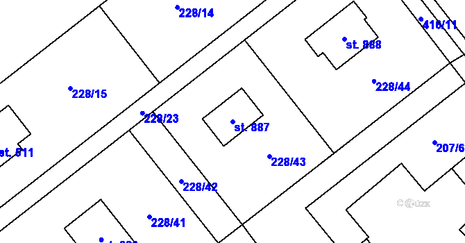 Parcela st. 887 v KÚ Horní Datyně, Katastrální mapa