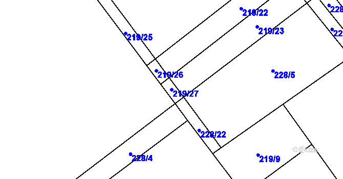 Parcela st. 219/27 v KÚ Horní Datyně, Katastrální mapa