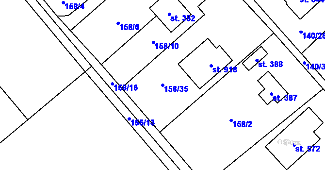 Parcela st. 158/35 v KÚ Horní Datyně, Katastrální mapa