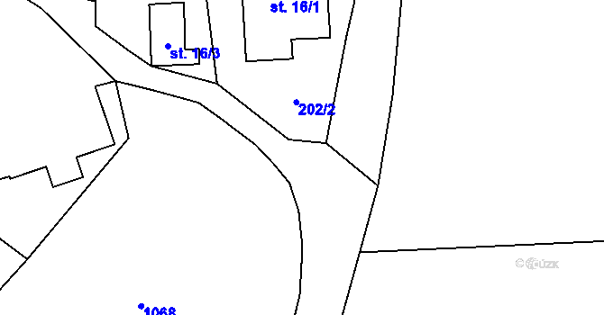 Parcela st. 202/3 v KÚ Horní Dehtov, Katastrální mapa