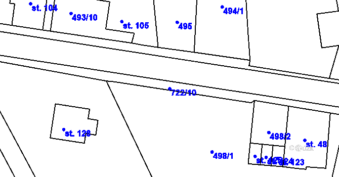 Parcela st. 722/10 v KÚ Horní Dehtov, Katastrální mapa