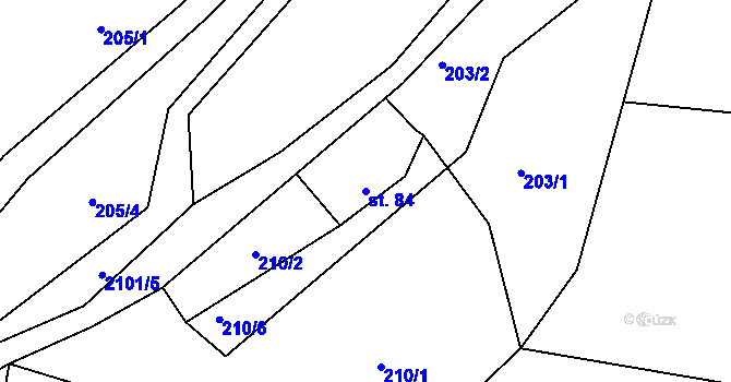 Parcela st. 84 v KÚ Horní Dobrouč, Katastrální mapa