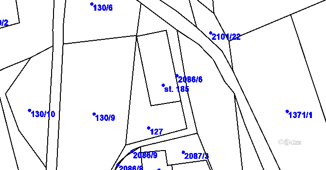 Parcela st. 185 v KÚ Horní Dobrouč, Katastrální mapa