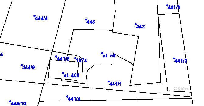 Parcela st. 59 v KÚ Horní Domaslavice, Katastrální mapa