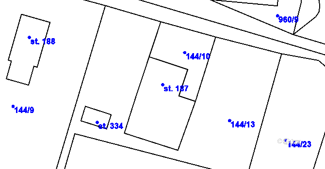 Parcela st. 187 v KÚ Horní Domaslavice, Katastrální mapa