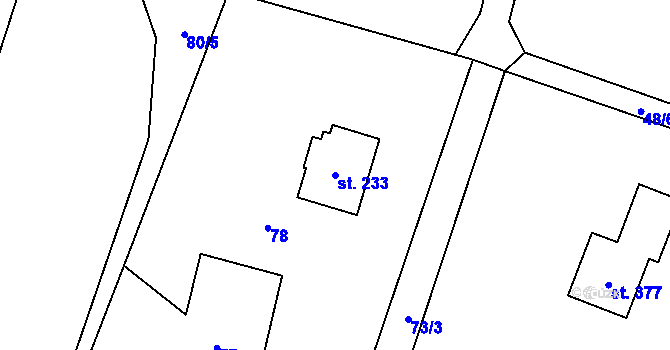 Parcela st. 233 v KÚ Horní Domaslavice, Katastrální mapa