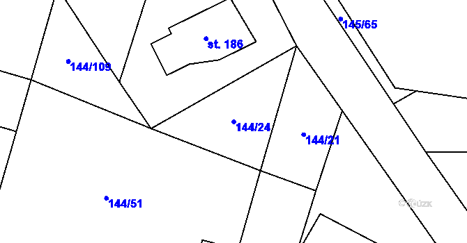 Parcela st. 144/24 v KÚ Horní Domaslavice, Katastrální mapa