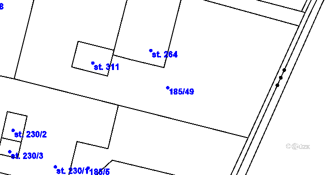 Parcela st. 185/49 v KÚ Horní Domaslavice, Katastrální mapa