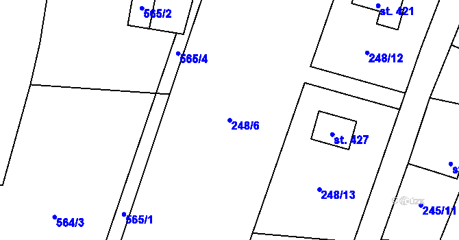 Parcela st. 248/6 v KÚ Horní Domaslavice, Katastrální mapa