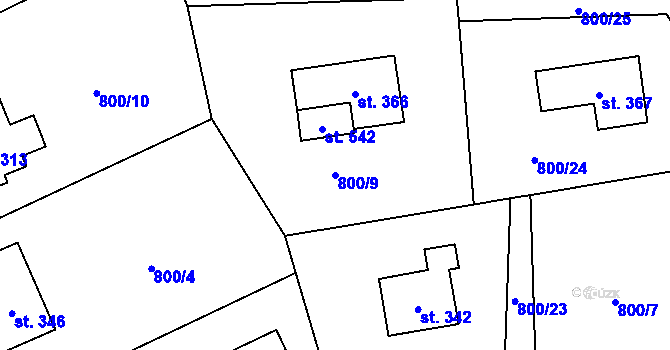 Parcela st. 800/9 v KÚ Horní Domaslavice, Katastrální mapa