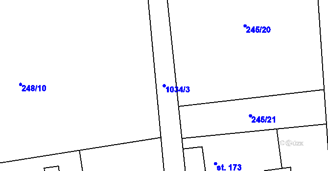 Parcela st. 1034/3 v KÚ Horní Domaslavice, Katastrální mapa