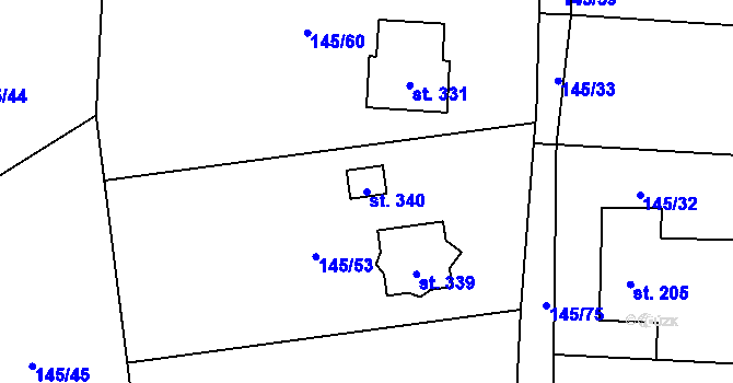 Parcela st. 340 v KÚ Horní Domaslavice, Katastrální mapa