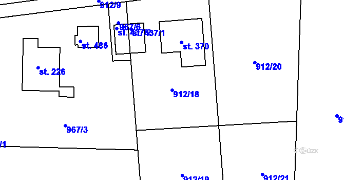 Parcela st. 912/18 v KÚ Horní Domaslavice, Katastrální mapa