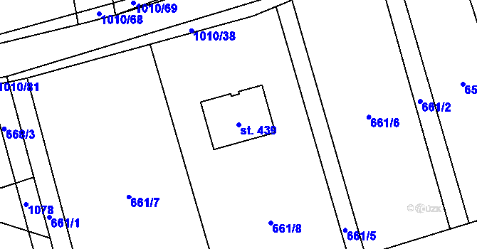 Parcela st. 439 v KÚ Horní Domaslavice, Katastrální mapa