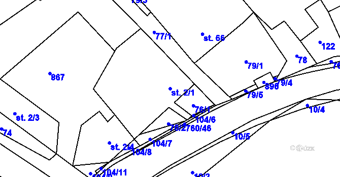 Parcela st. 2/1 v KÚ Horní Dubenky, Katastrální mapa