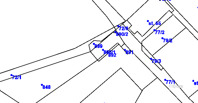 Parcela st. 2/2 v KÚ Horní Dubenky, Katastrální mapa
