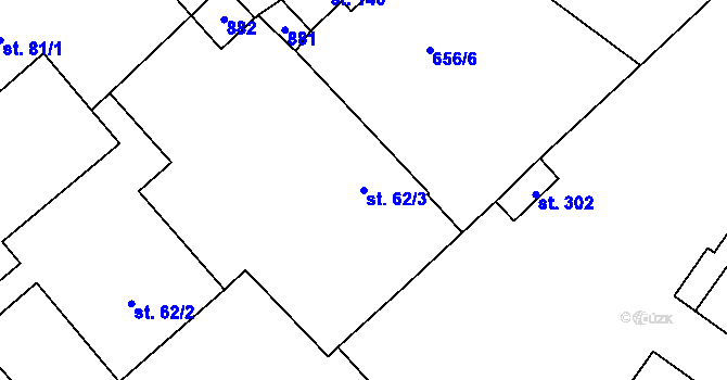 Parcela st. 62/3 v KÚ Horní Dubenky, Katastrální mapa